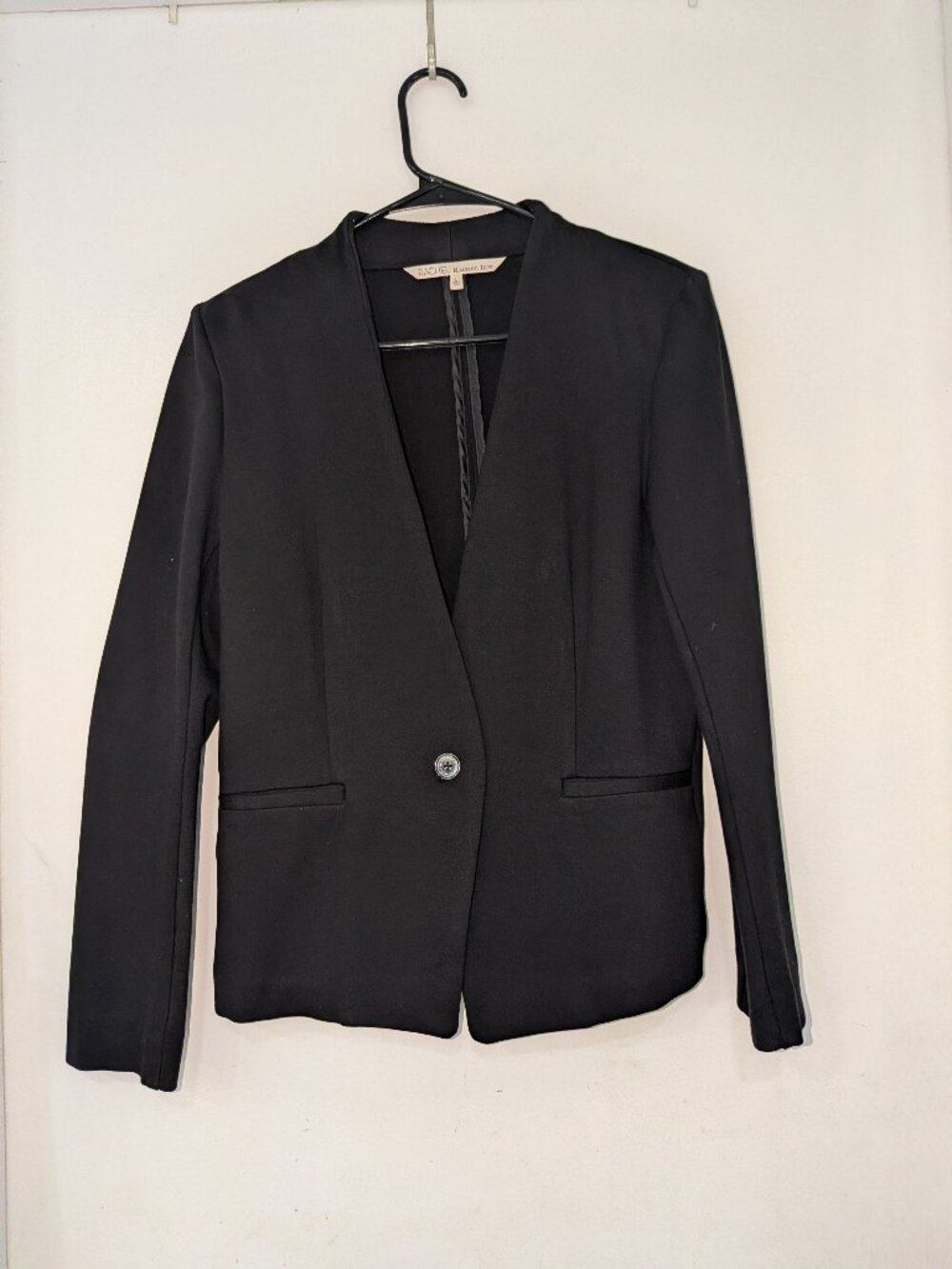 Rachel Roy Black One Button Blazer Size L Stretch Career Workwear
